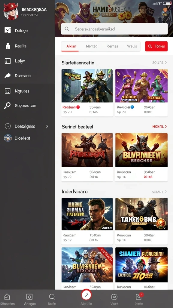 Beragam pilihan permainan menarik dalam aplikasi interwin APK Full Version untuk Android.
