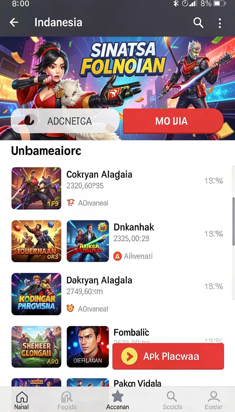 Beragam pilihan permainan menarik dalam aplikasi Panduan Instalasi Aplikasi aifa66 di Android.
